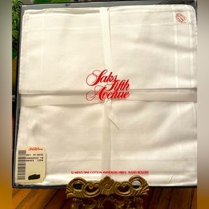 Vintage Saks Fifth Avenue-NINE(for sure) Fine Cotton Handkerchiefs - Hand Rolled